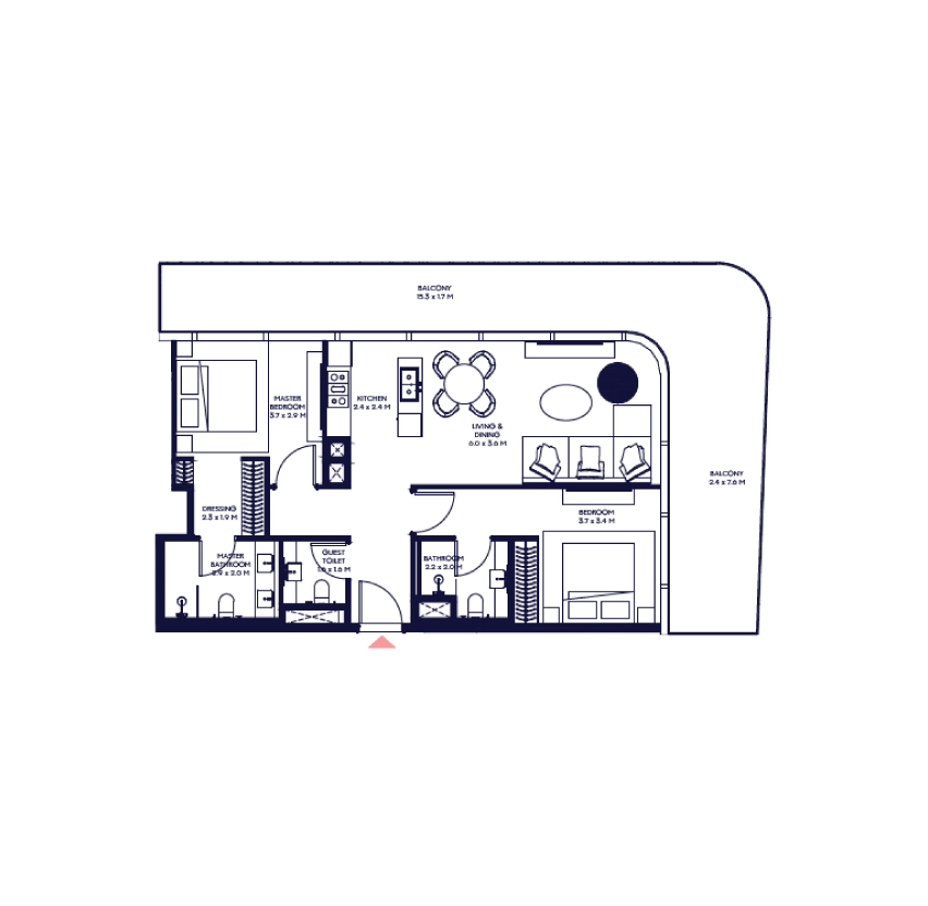 2 Bedroom Beachfront Apartment